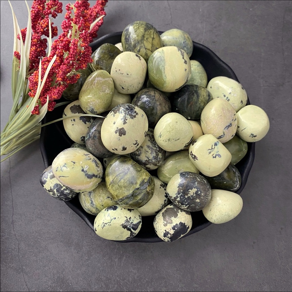 Tumbled Rare Green Serpentine Stone
